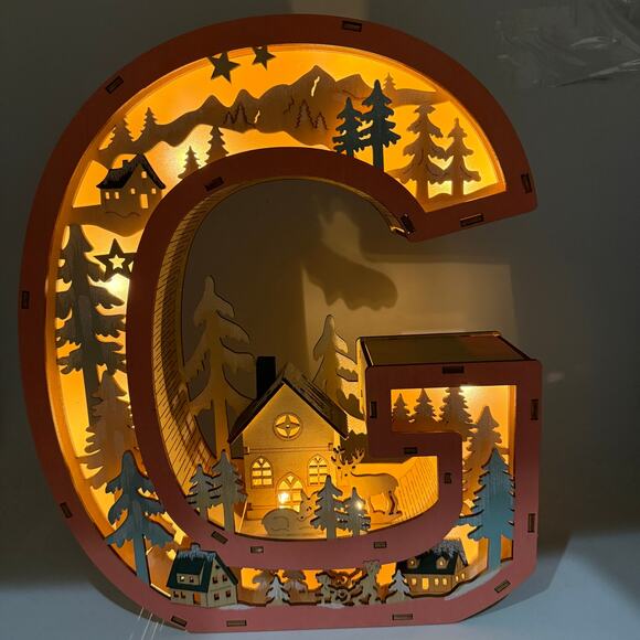 Anthropologie Wonderland Scene Monogram Initial Letter G Christmas Holiday light - Picture 4 of 8